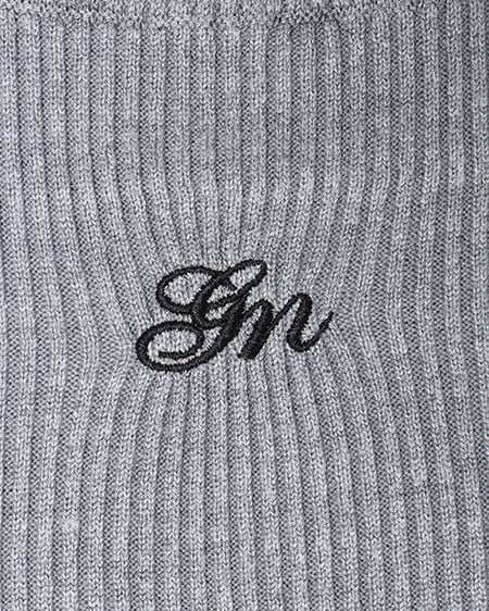 INGNI(イング) タートルネック胸刺しゅうリブニット グレー
