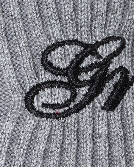 INGNI(イング) タートルネック胸刺しゅうリブニット グレー