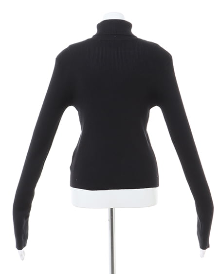 INGNI(イング) タートルネック胸刺しゅうリブニット クロ