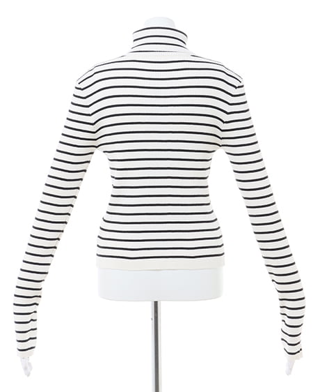 INGNI(イング) タートルネック胸刺しゅうリブニット ボーダー