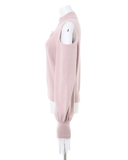 INGNI（イング） 肩開きブローチ付ニット ﾋﾟﾝｸ