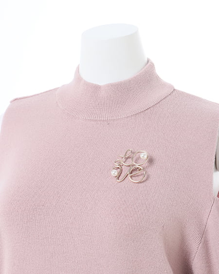 INGNI（イング） 肩開きブローチ付ニット ﾋﾟﾝｸ