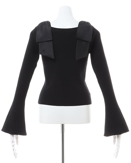 INGNI(イング) オフショル肩リボンニット クロ