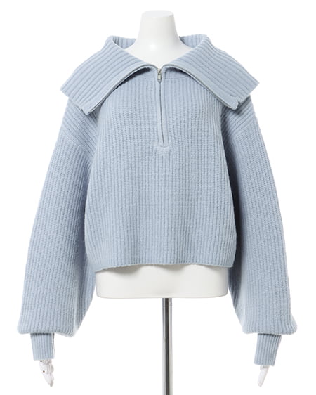 INGNI(イング) ビッグカラーもちもち畦ニット ブルー