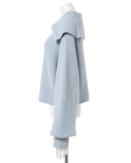 INGNI(イング) ビッグカラーもちもち畦ニット ブルー