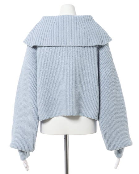 INGNI(イング) ビッグカラーもちもち畦ニット ブルー