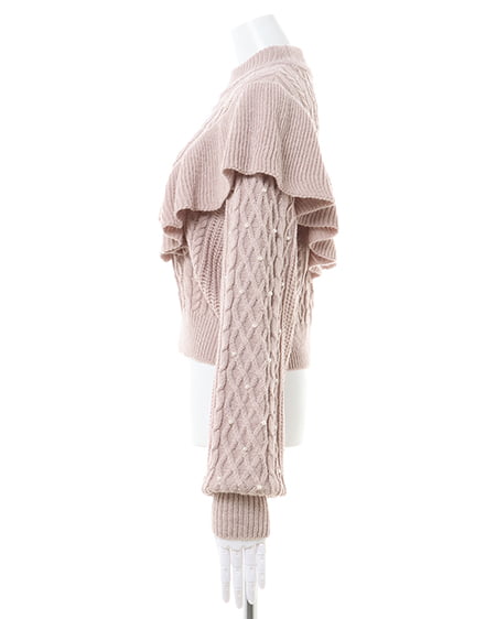 INGNI(イング) フリルケーブルパール付ニット ピンクベージュ