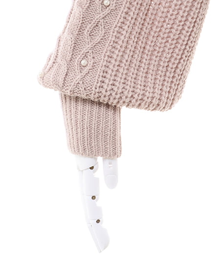 INGNI(イング) フリルケーブルパール付ニット ピンクベージュ