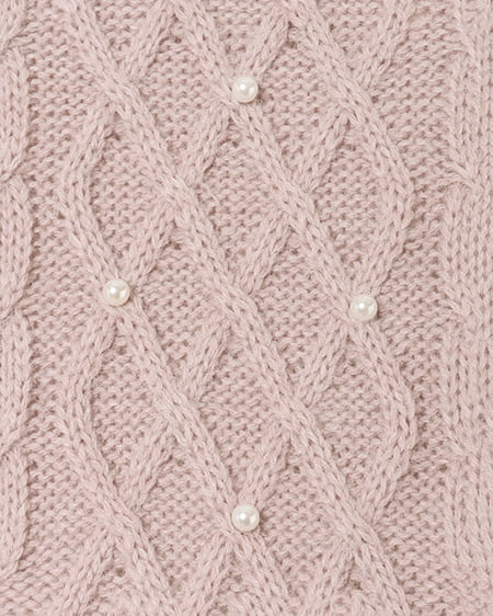 INGNI(イング) フリルケーブルパール付ニット ピンクベージュ