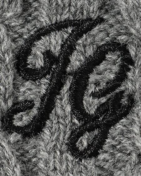 INGNI(イング) ケーブル胸刺しゅう配色ポロニット グレー/クロ