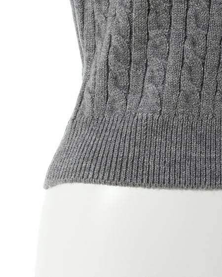 INGNI(イング) ケーブル胸刺しゅう配色ポロニット グレー/クロ