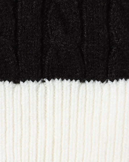 INGNI(イング) ケーブル胸刺しゅう配色ポロニット クロ/オフホワイト