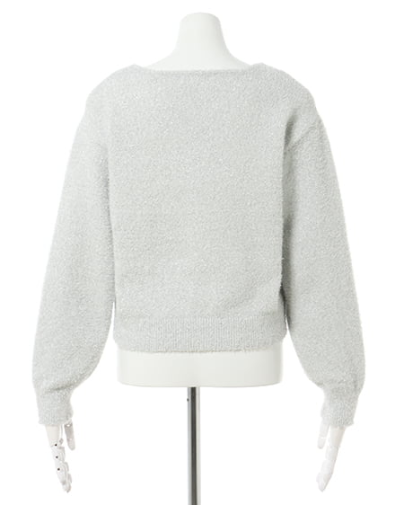 INGNI(イング) Vネックフェザーヤーンラメニット アイボリー