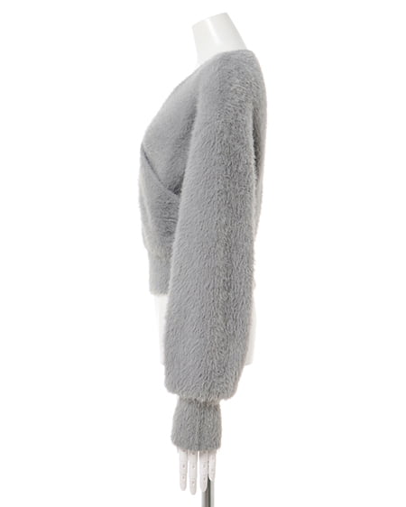 INGNI(イング) フェザーヤーンカシュクールクロップドニット グレー