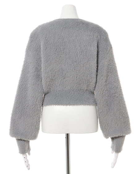 INGNI(イング) フェザーヤーンカシュクールクロップドニット グレー