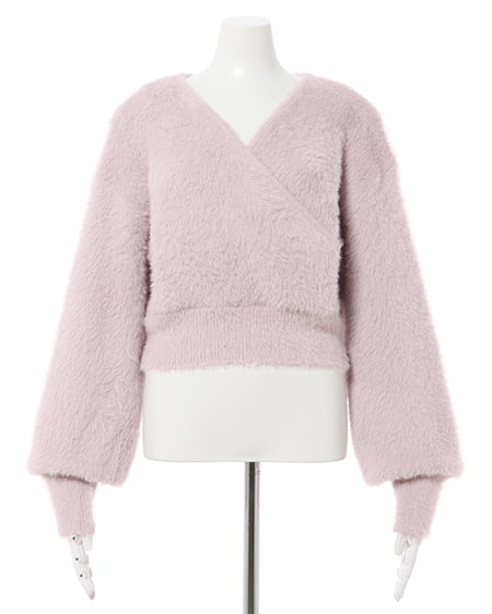 INGNI(イング) フェザーヤーンカシュクールクロップドニット ピンク