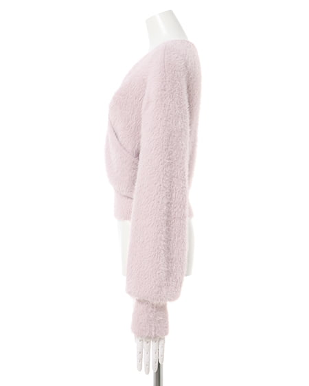 INGNI(イング) フェザーヤーンカシュクールクロップドニット ピンク