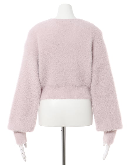 INGNI(イング) フェザーヤーンカシュクールクロップドニット ピンク