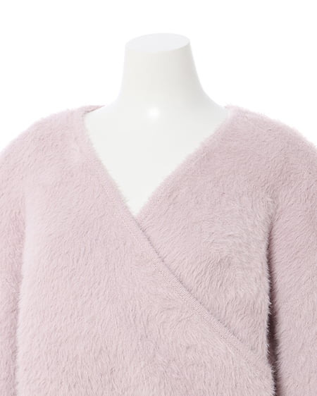 INGNI(イング) フェザーヤーンカシュクールクロップドニット ピンク