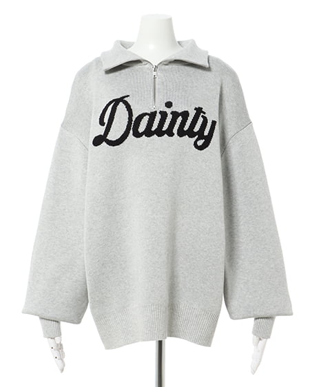 INGNI(イング) ハーフジップロゴニット グレー/クロ