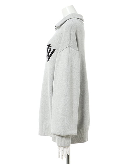 INGNI(イング) ハーフジップロゴニット グレー/クロ