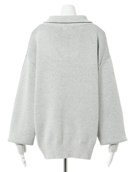 INGNI(イング) ハーフジップロゴニット グレー/クロ