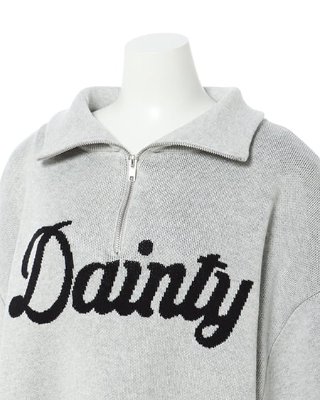 INGNI(イング) ハーフジップロゴニット グレー/クロ