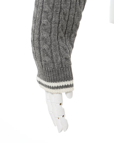 INGNI(イング) 襟ラインケーブルポロニット グレー/オフホワイト