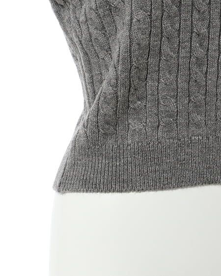 INGNI(イング) 襟ラインケーブルポロニット グレー/オフホワイト