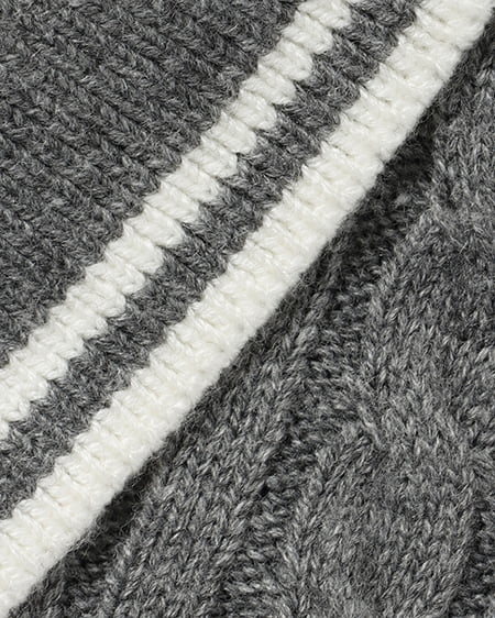 INGNI(イング) 襟ラインケーブルポロニット グレー/オフホワイト