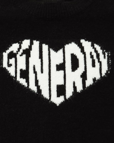 INGNI(イング) ショート丈もちもちハートロゴニット クロ/オフホワイト