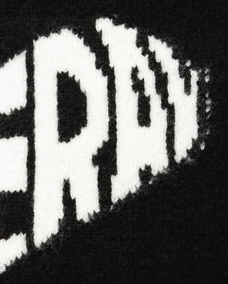 INGNI(イング) ショート丈もちもちハートロゴニット クロ/オフホワイト