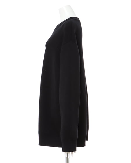 INGNI(イング) クルーネックイニシャル刺しゅうチュニックニット クロ