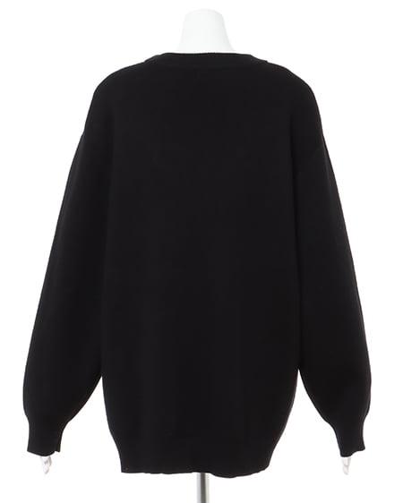 INGNI(イング) クルーネックイニシャル刺しゅうチュニックニット クロ