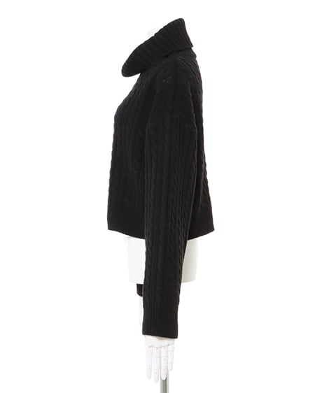 INGNI(イング) ショート丈オフタートルケーブルニット クロ