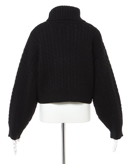 INGNI(イング) ショート丈オフタートルケーブルニット クロ