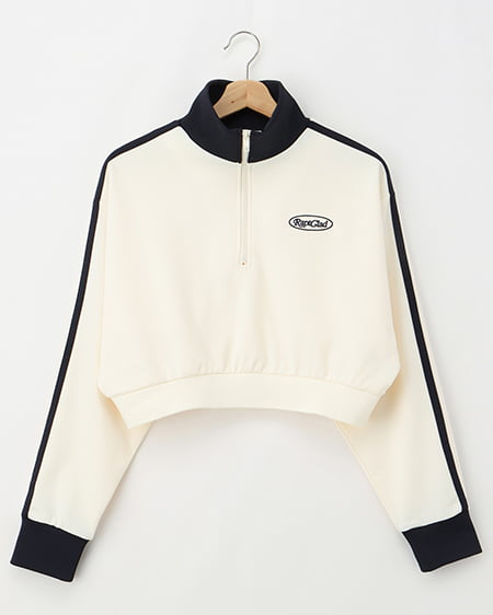 サイドライン胸ロゴショート丈ハーフZIPジャージ