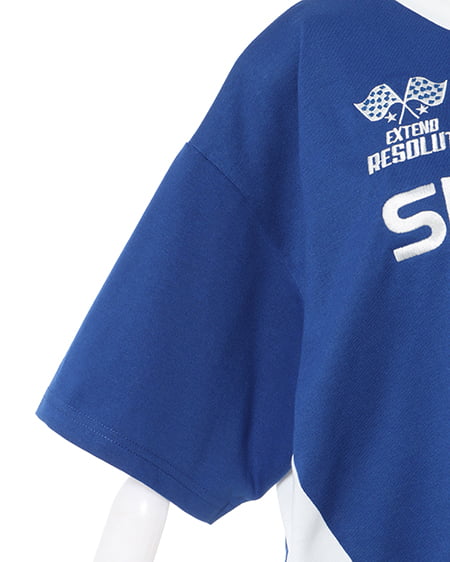 INGNI（イング） 裾ゴムスポーツロゴ配色Tシャツ ﾌﾞﾙｰ/ｵﾌﾎﾜｲﾄ