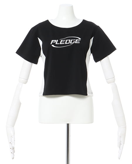 INGNI(イング) サイドライン配色Tシャツ クロ/オフホワイト