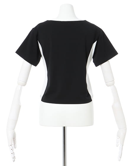 INGNI(イング) サイドライン配色Tシャツ クロ/オフホワイト