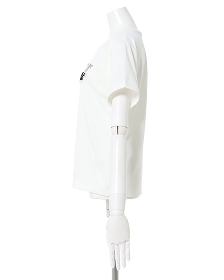 INGNI(イング) ふくれ刺しゅう装飾ロゴTシャツ オフホワイト/クロ