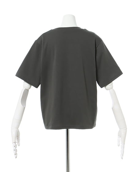 INGNI（イング） トラリンガーTシャツ ﾁｬｺｰﾙｸﾞﾚｰ/ｵﾌﾎﾜｲﾄ