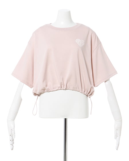 INGNI（イング） 裾ドロストBackハートショートTシャツ ﾋﾟﾝｸ