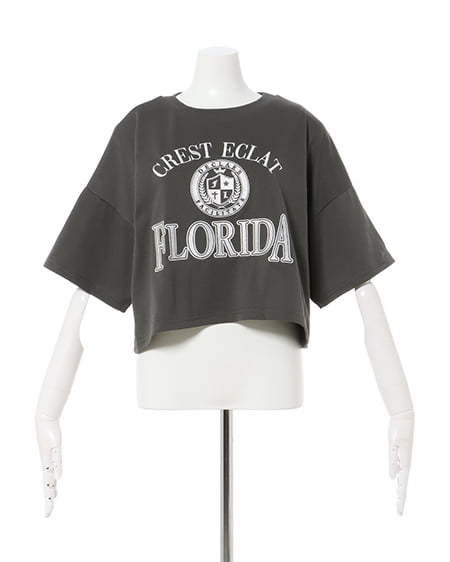 INGNI（イング） カレッジロゴショートTシャツ／Ａ ﾁｬｺｰﾙｸﾞﾚｰ