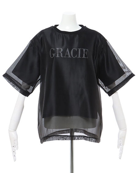 INGNI（イング） オーガンジーレイヤードロゴTシャツ ｸﾛ