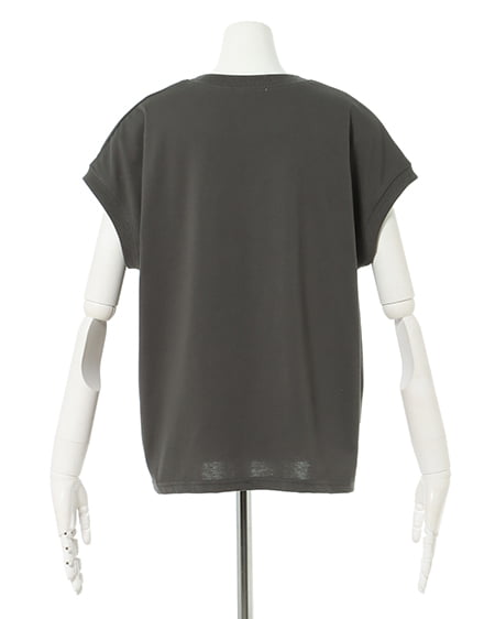 INGNI（イング） フレンチスリーブロゴTシャツ ｽﾐｸﾛ/ｵﾌﾎﾜｲﾄ