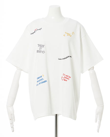 INGNI（イング） ロゴ飛ばしTシャツ ｵﾌﾎﾜｲﾄ