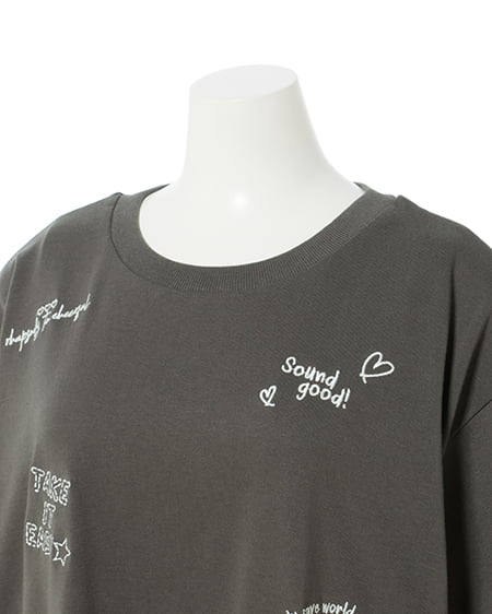INGNI（イング） ロゴ飛ばしTシャツ ﾁｬｺｰﾙｸﾞﾚｰ