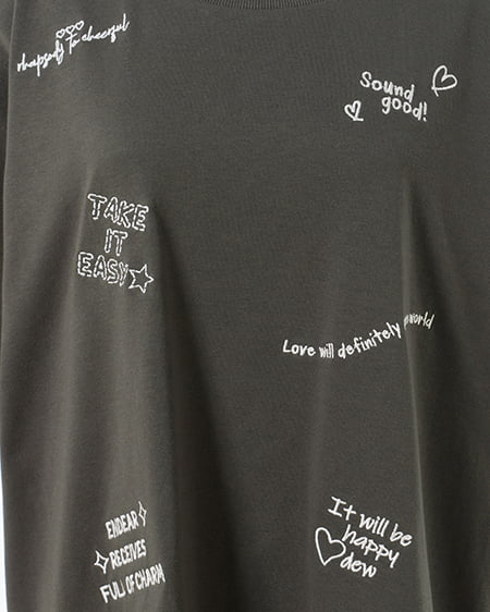 INGNI（イング） ロゴ飛ばしTシャツ ﾁｬｺｰﾙｸﾞﾚｰ