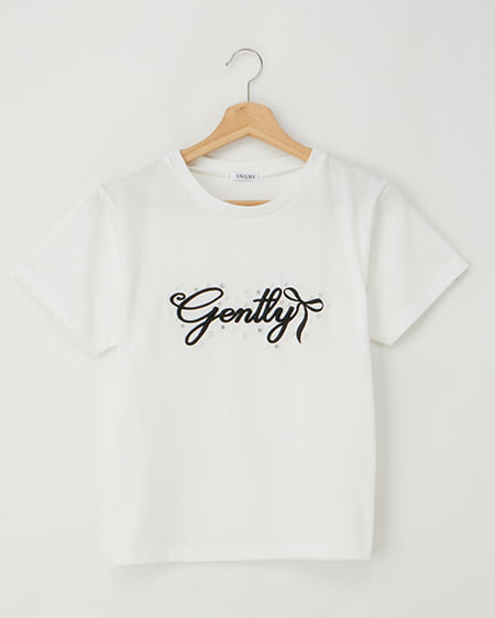 ふくれ刺繍パールロゴTシャツ
